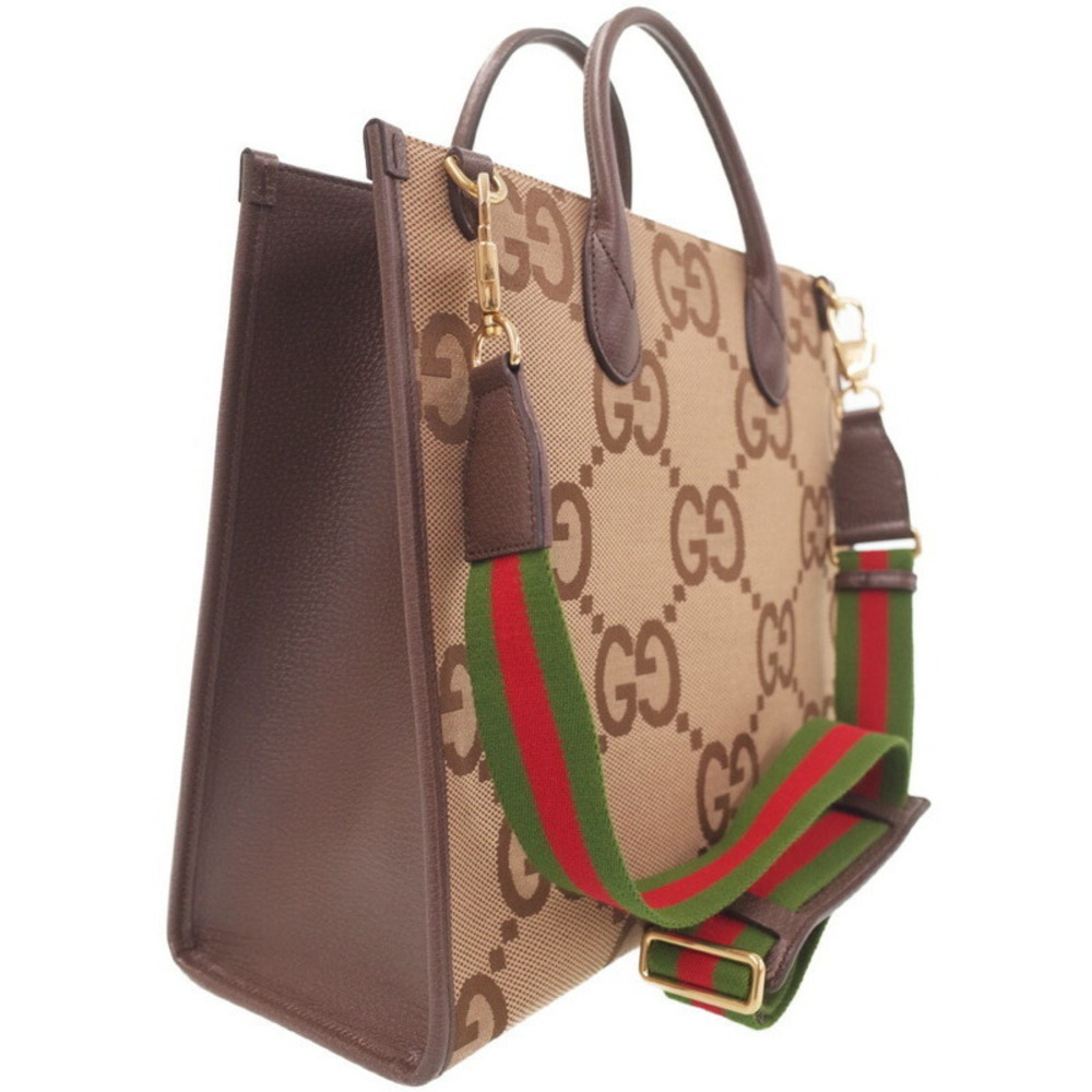 Gucci Brown Stripe Jumbo Web Tote Crossbody Bag GG